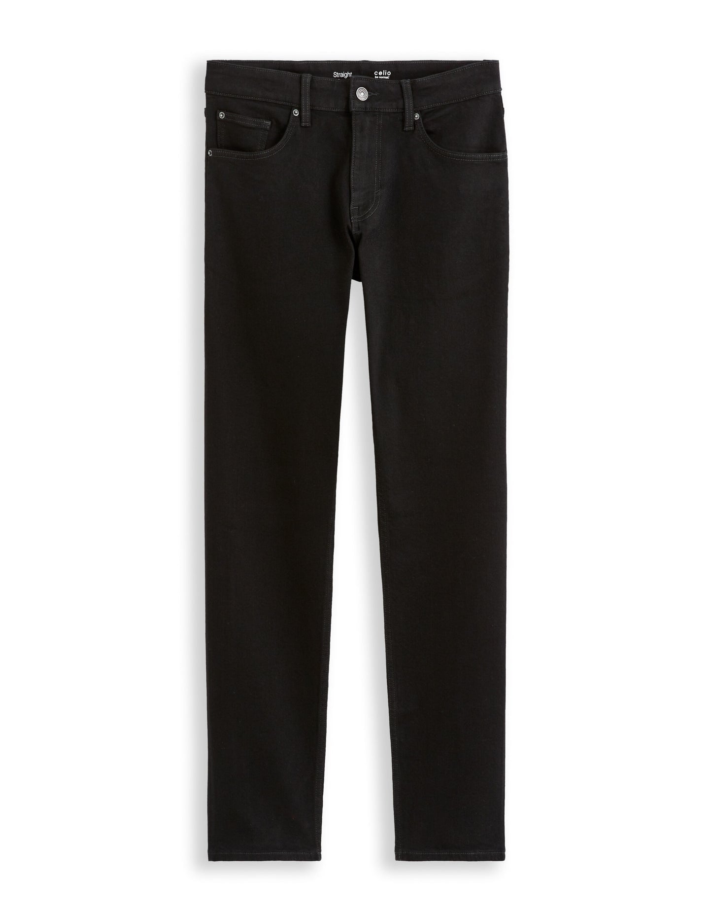 Black Straight Stretch Cotton Jeans in