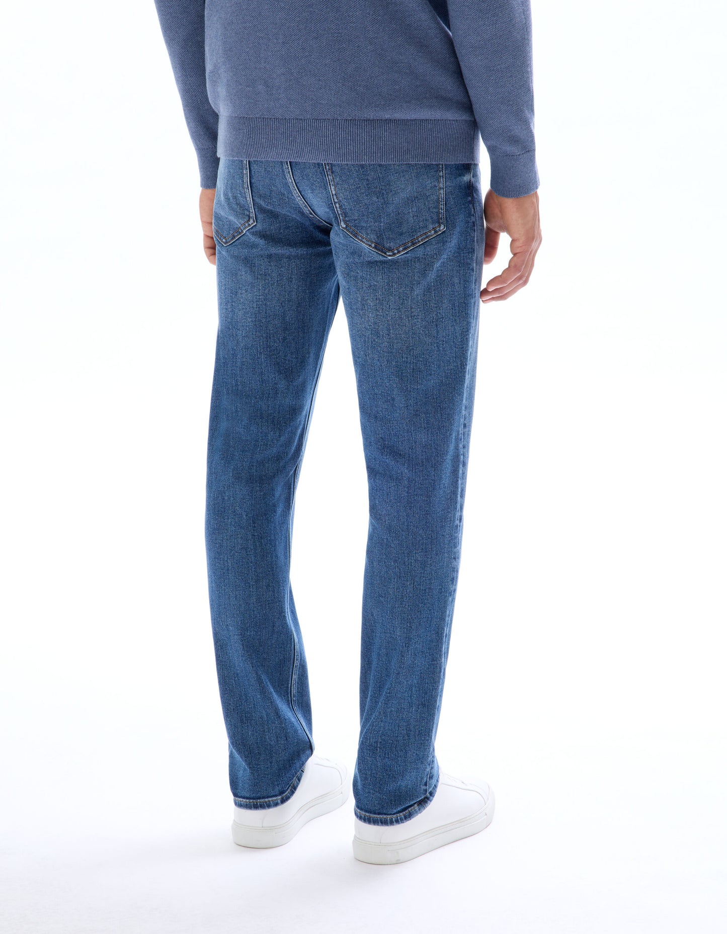 Straight stretch cotton jeans, - Blue