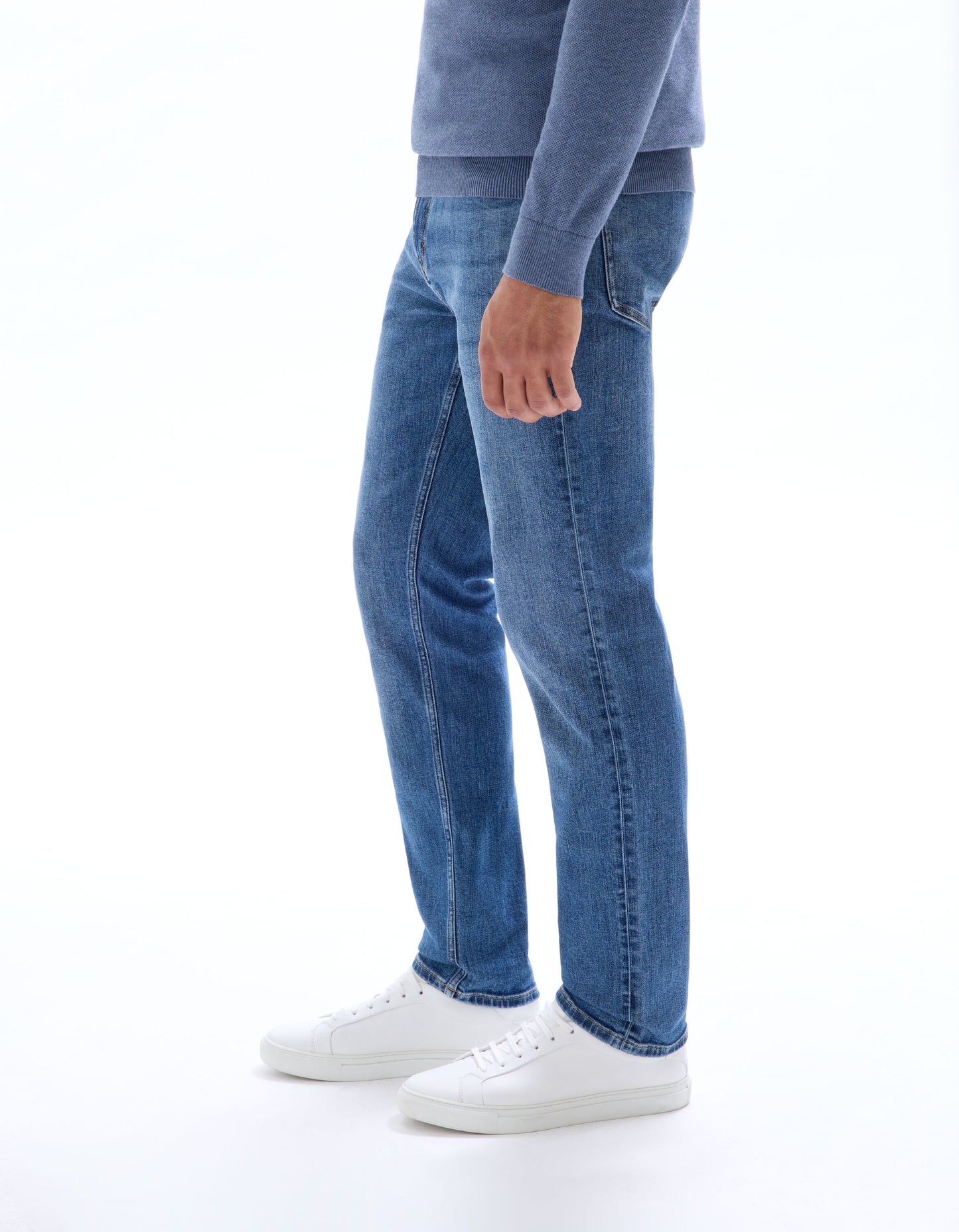 Straight stretch cotton jeans, - Blue