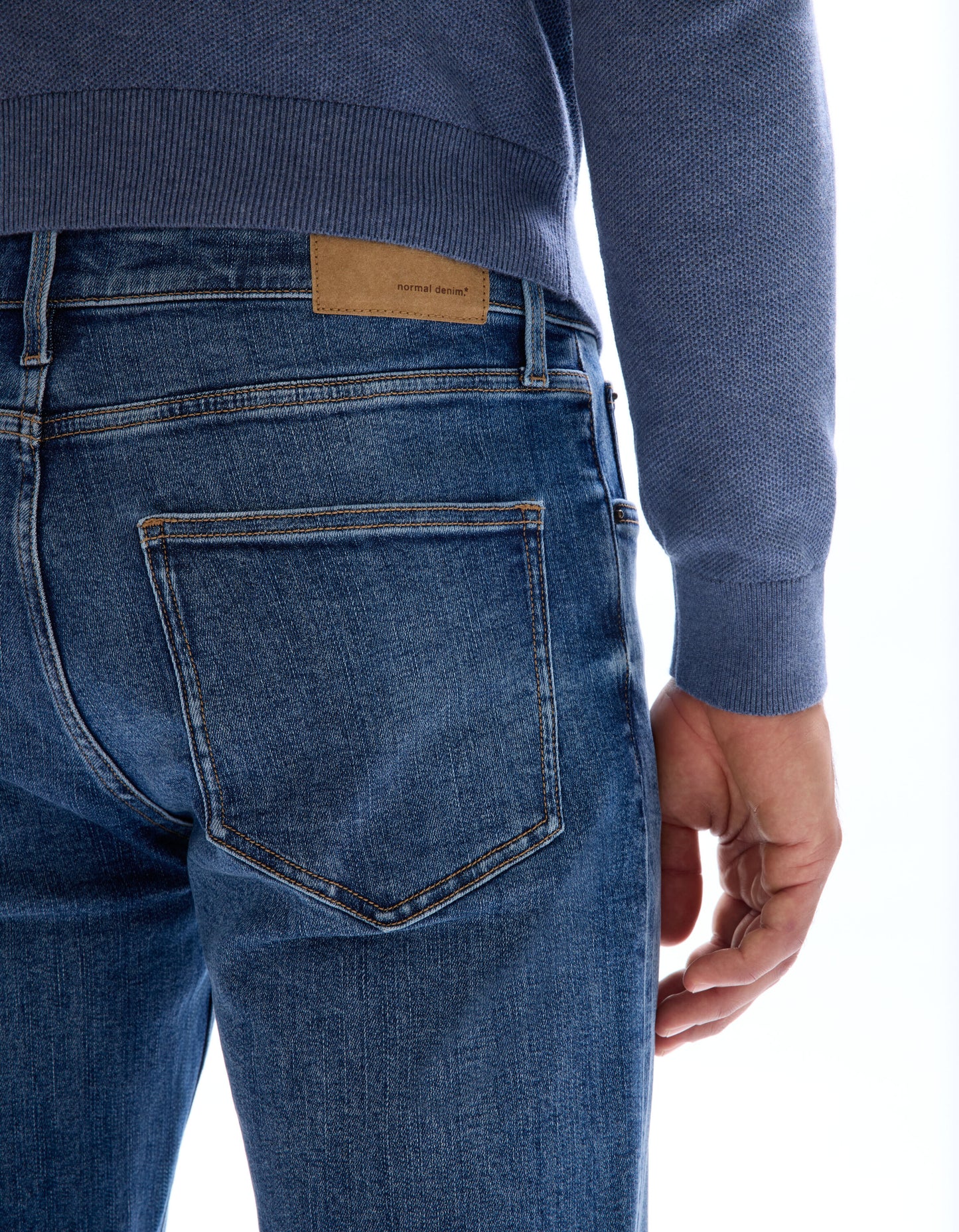 Straight stretch cotton jeans, - Blue