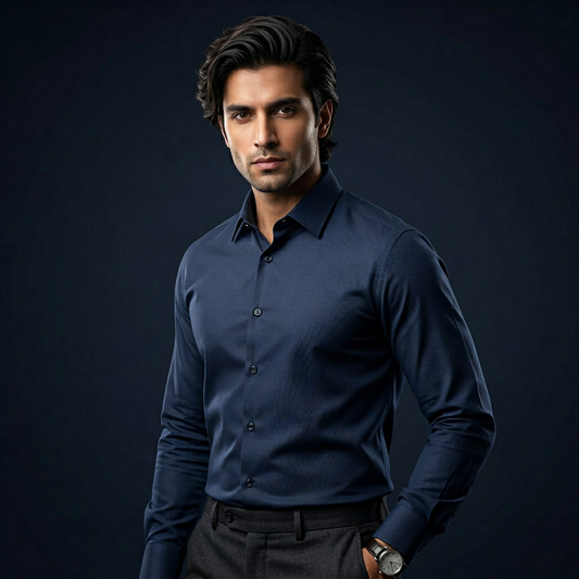 Dark Solid Blue Shirt - B7