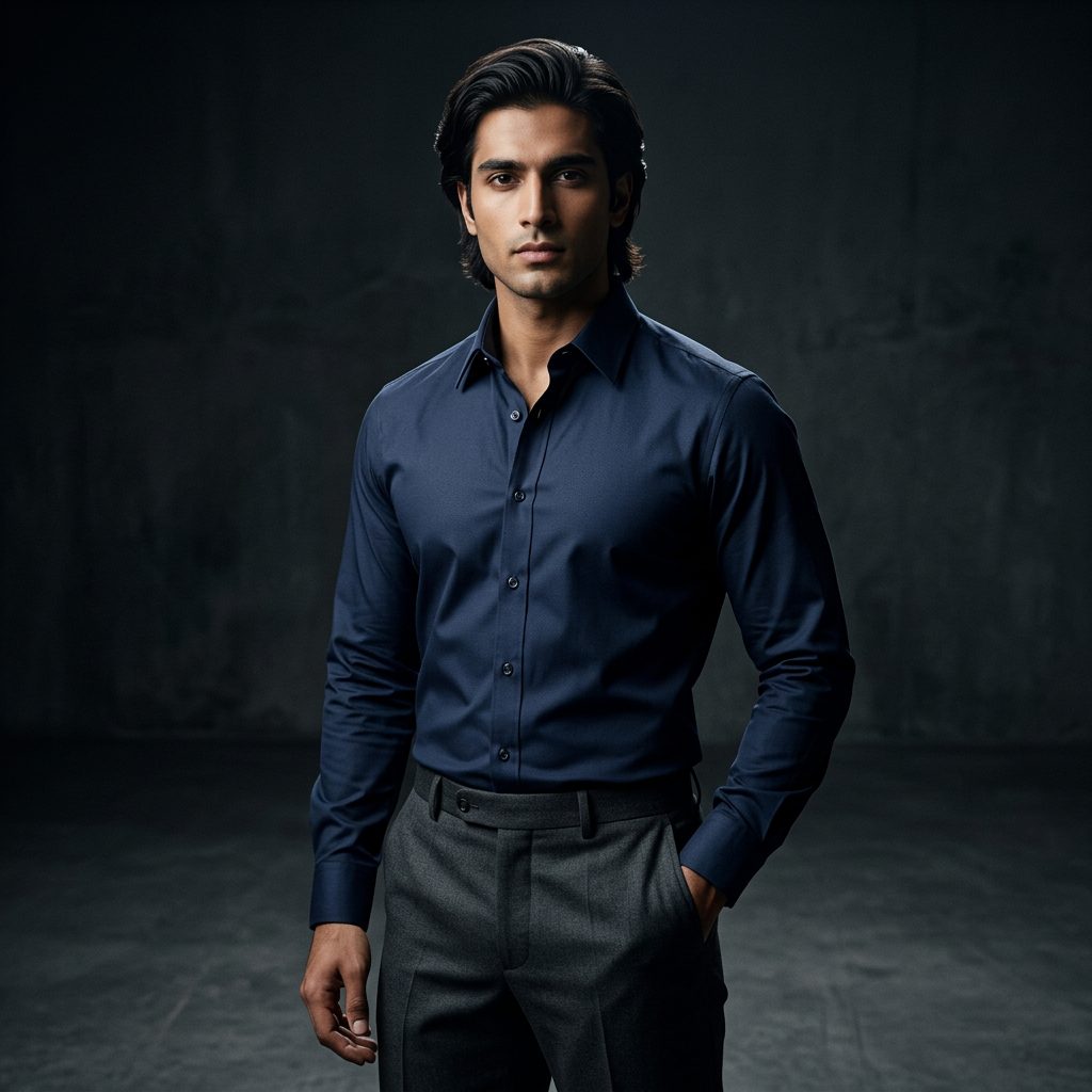 Dark Solid Blue Shirt - B7