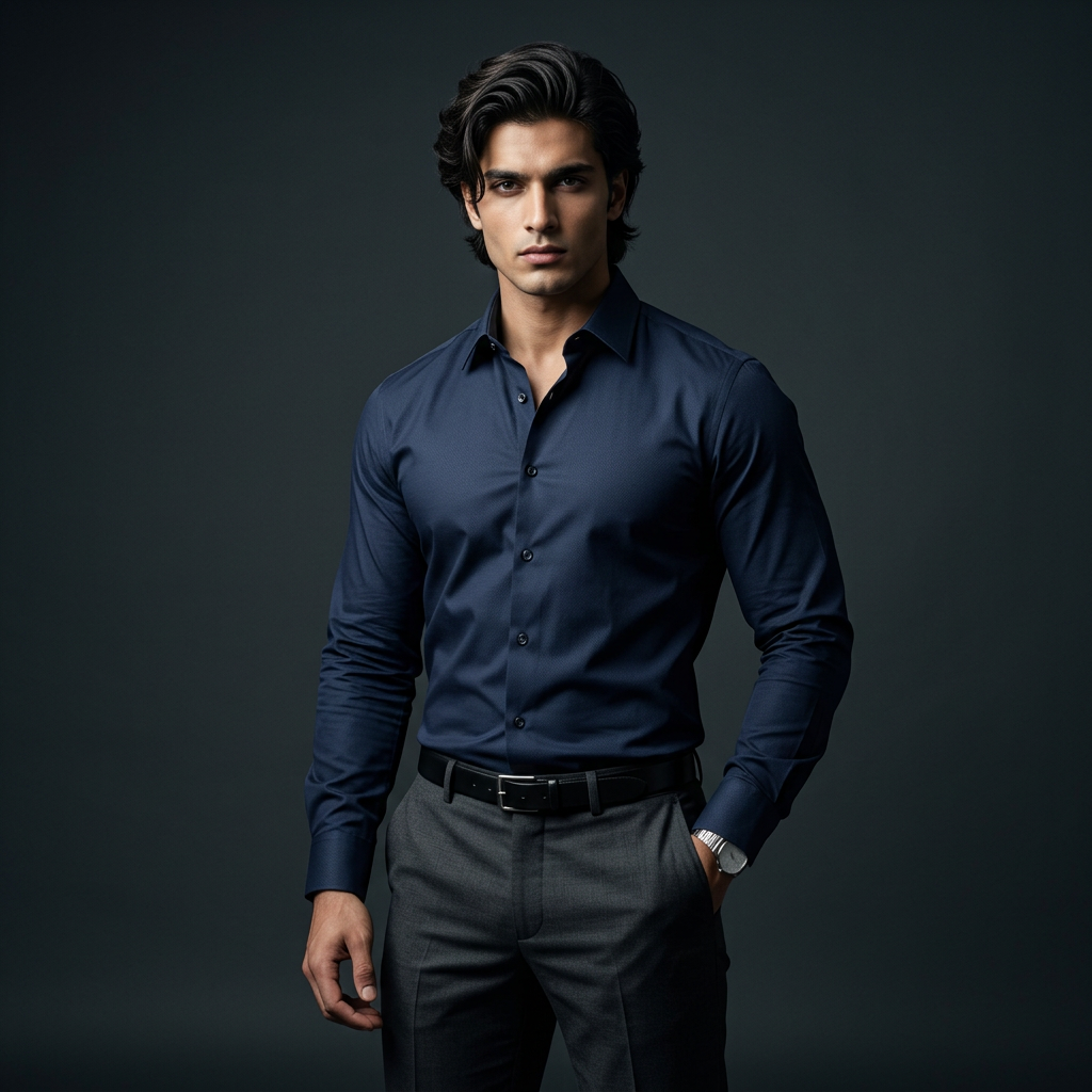 Dark Solid Blue Shirt - B7