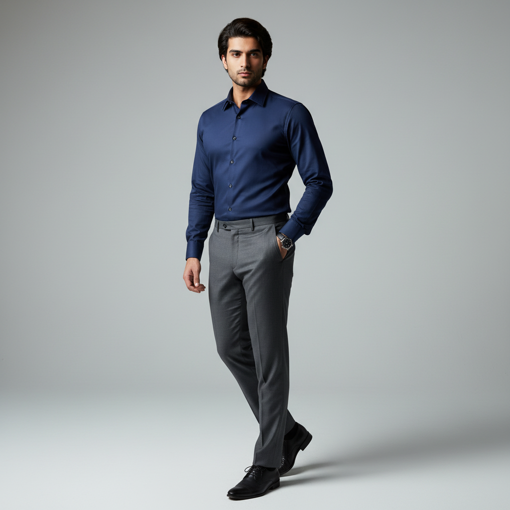 Dark Blue Check Shirt - SB5