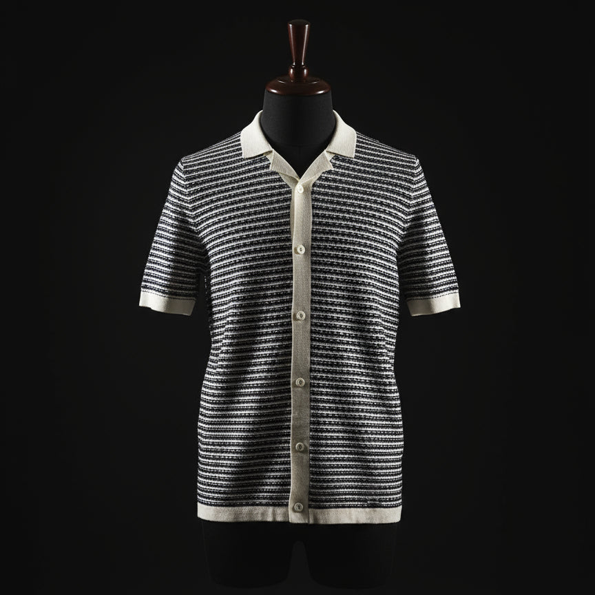 Knitted Cuban Black & White Stripe