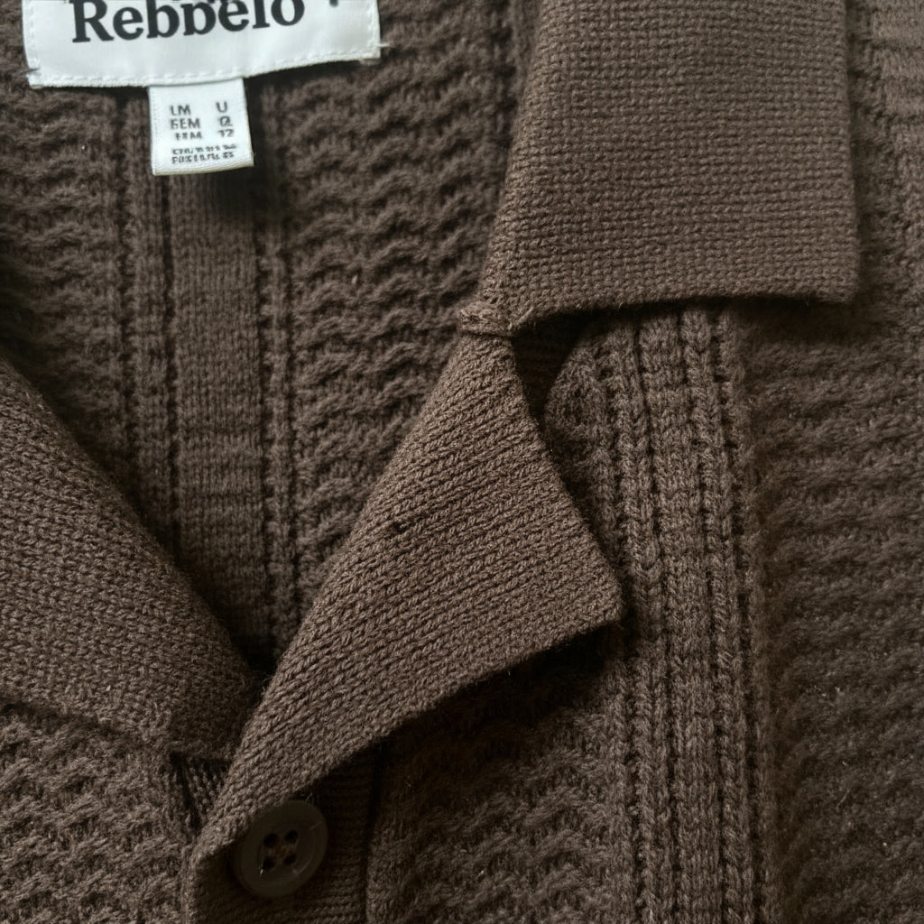 Walnut-Knitted Short Sleeve Cuban