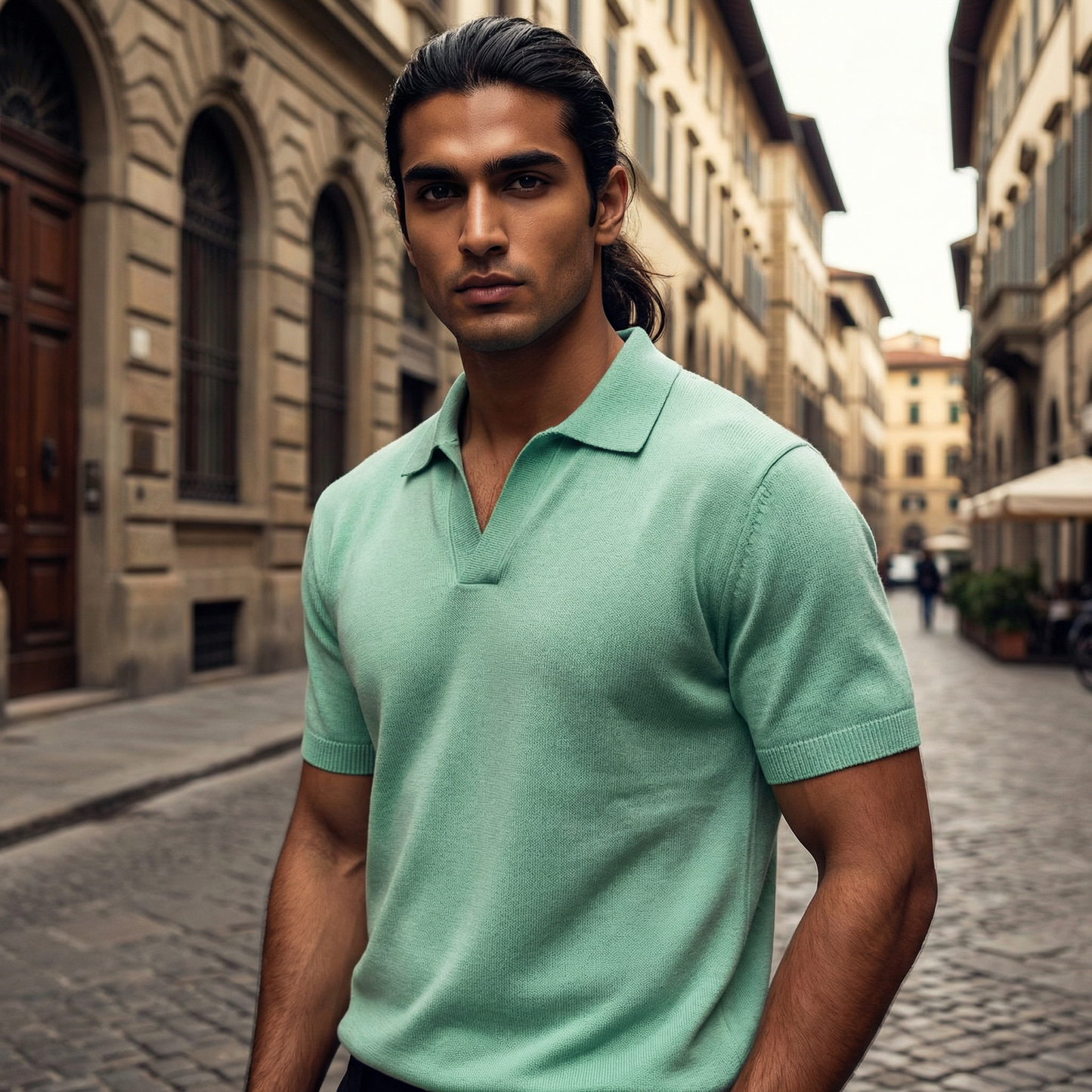 Iceberg Green - V-Neck Polo Tshirt