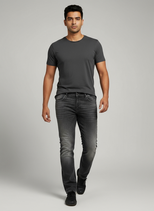Charcoal Denim Jeans - Slim Straight