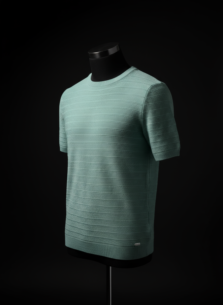 Iceberg Green - Knitted Tybor Round Neck Tshirt