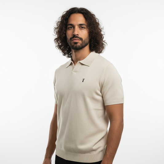 Beige Premium V Neck Tshirt