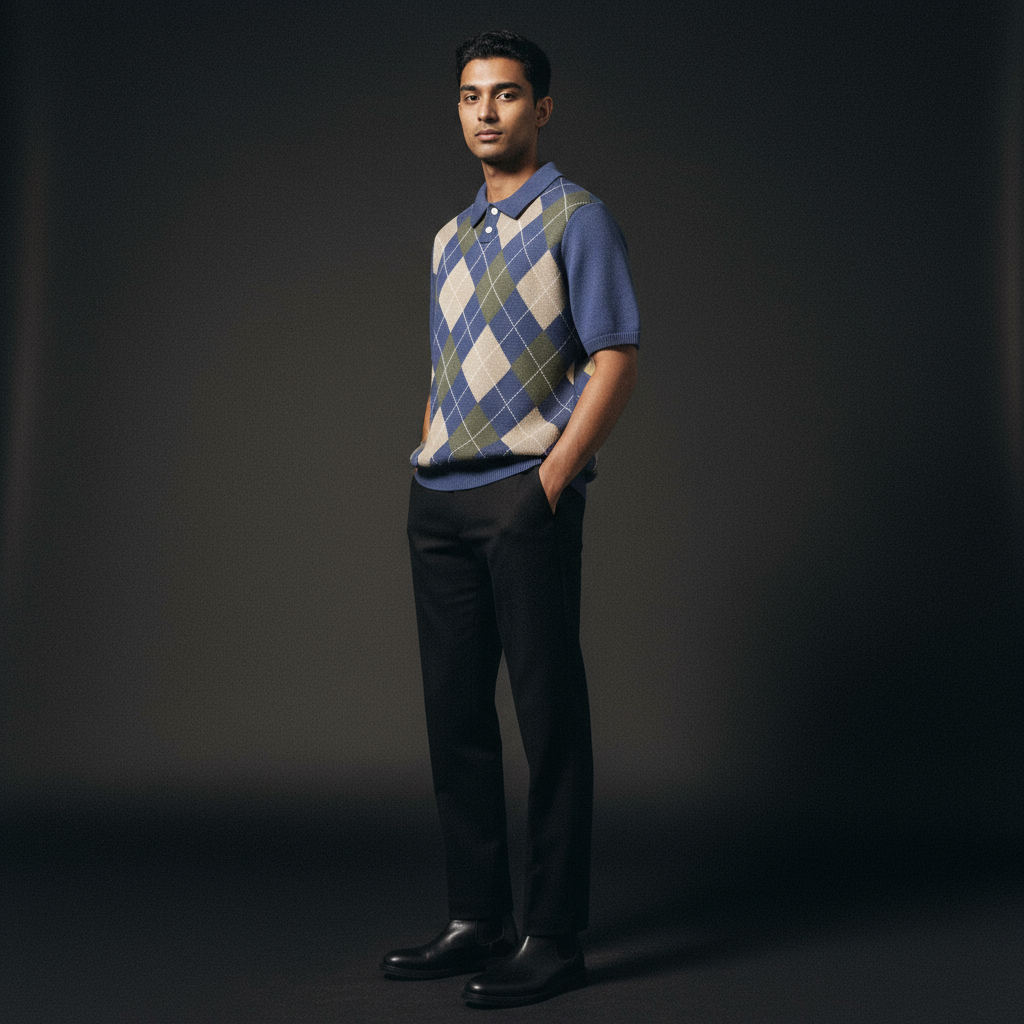 Retro Skyblue Jumper with Dimond design