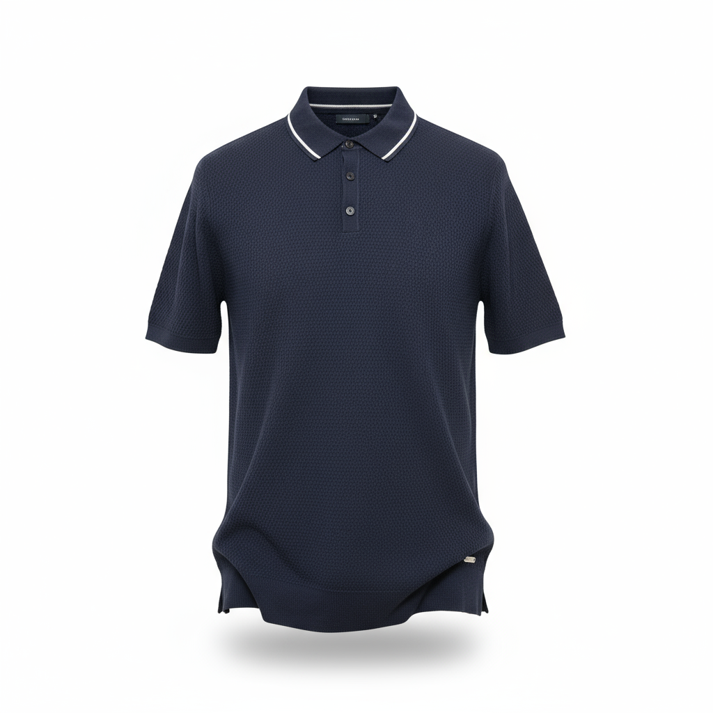 Nevy Blue texture with white strip on collar