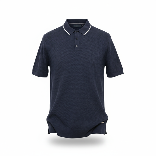 Nevy Blue texture with white strip on collar