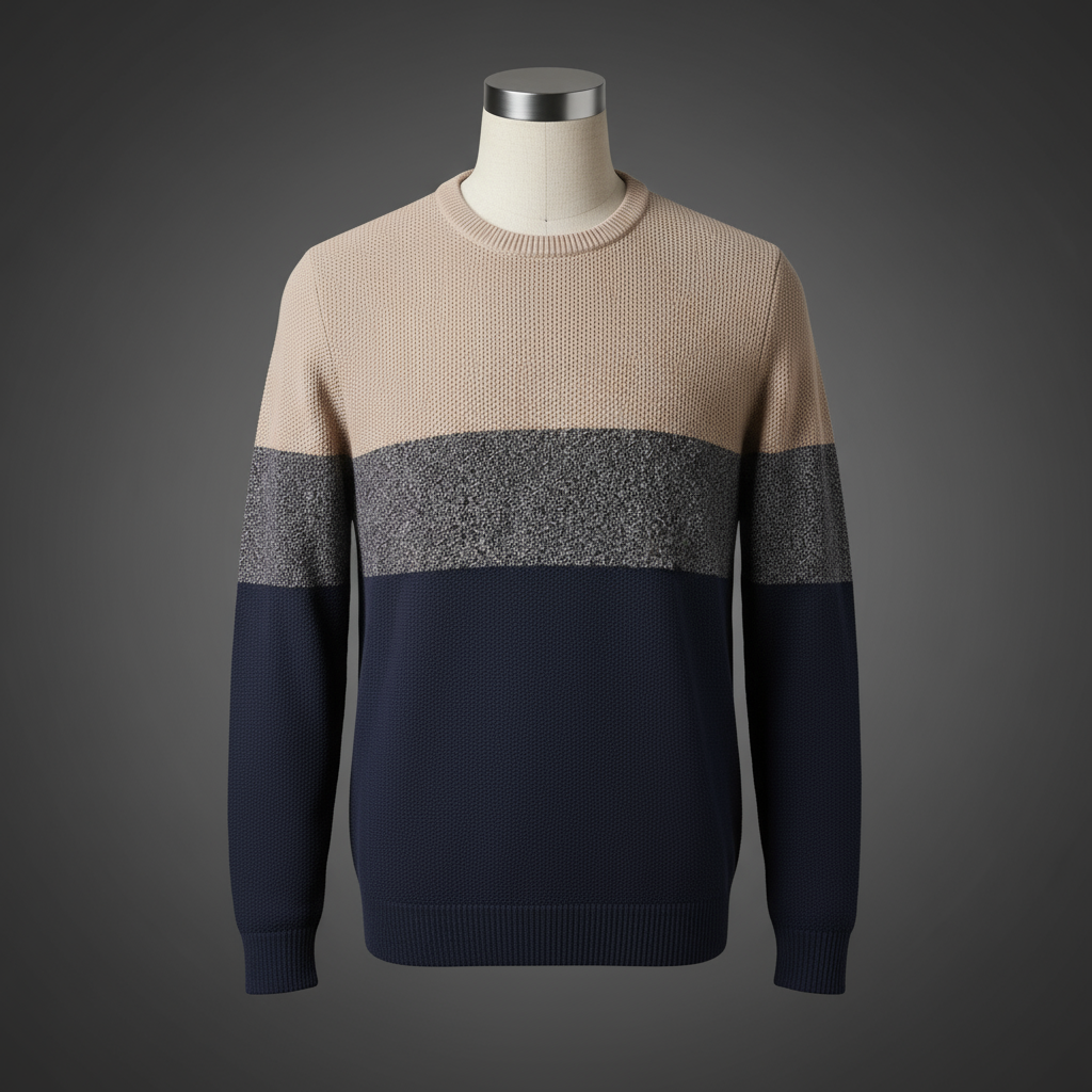 Heavy Sweater Beige ft Dark Navy Blue