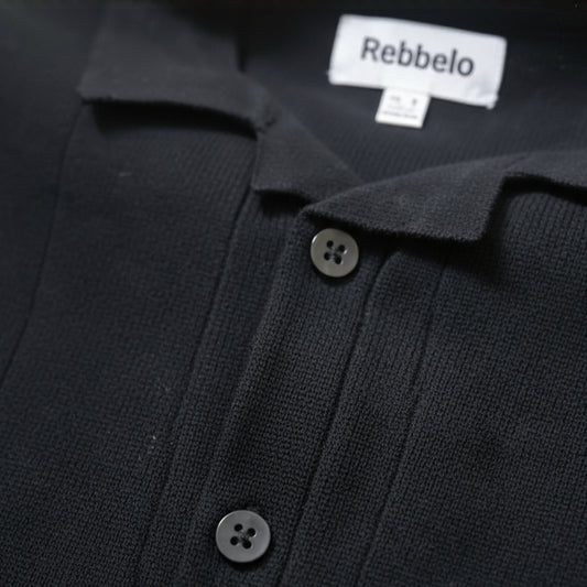 Black BOWDEN- Knitted Short Sleeve Cuban