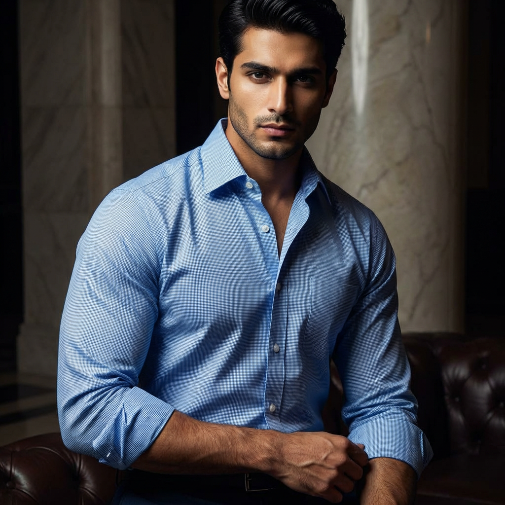 Sky blue shirt dotted pattern - SS7