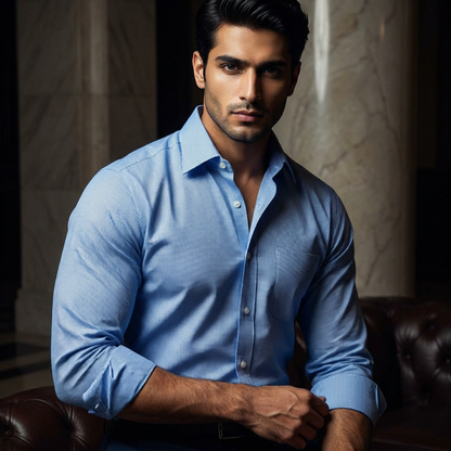 Sky blue shirt dotted pattern - SS7