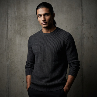 Charcoal Ribbed Round Neck