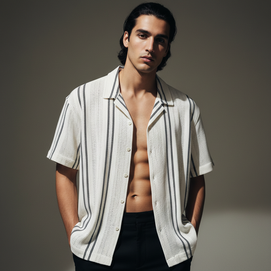 Baggy Shirt - White + Black stripe