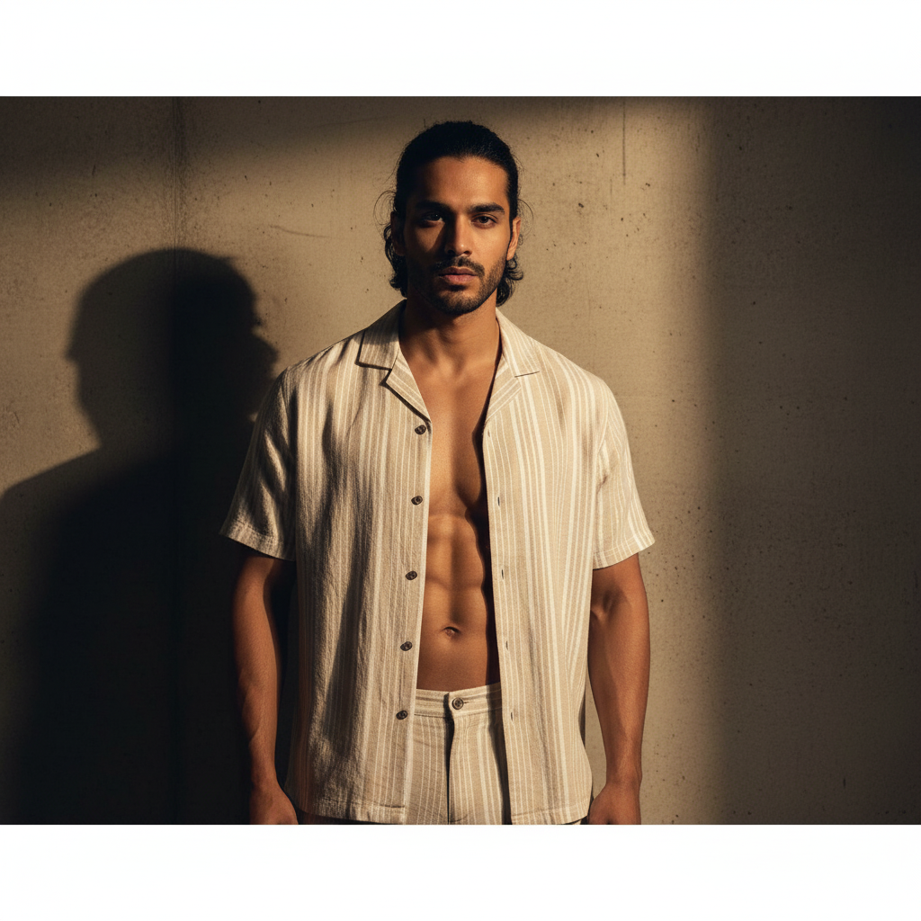 Baggy - Beige White Stripe