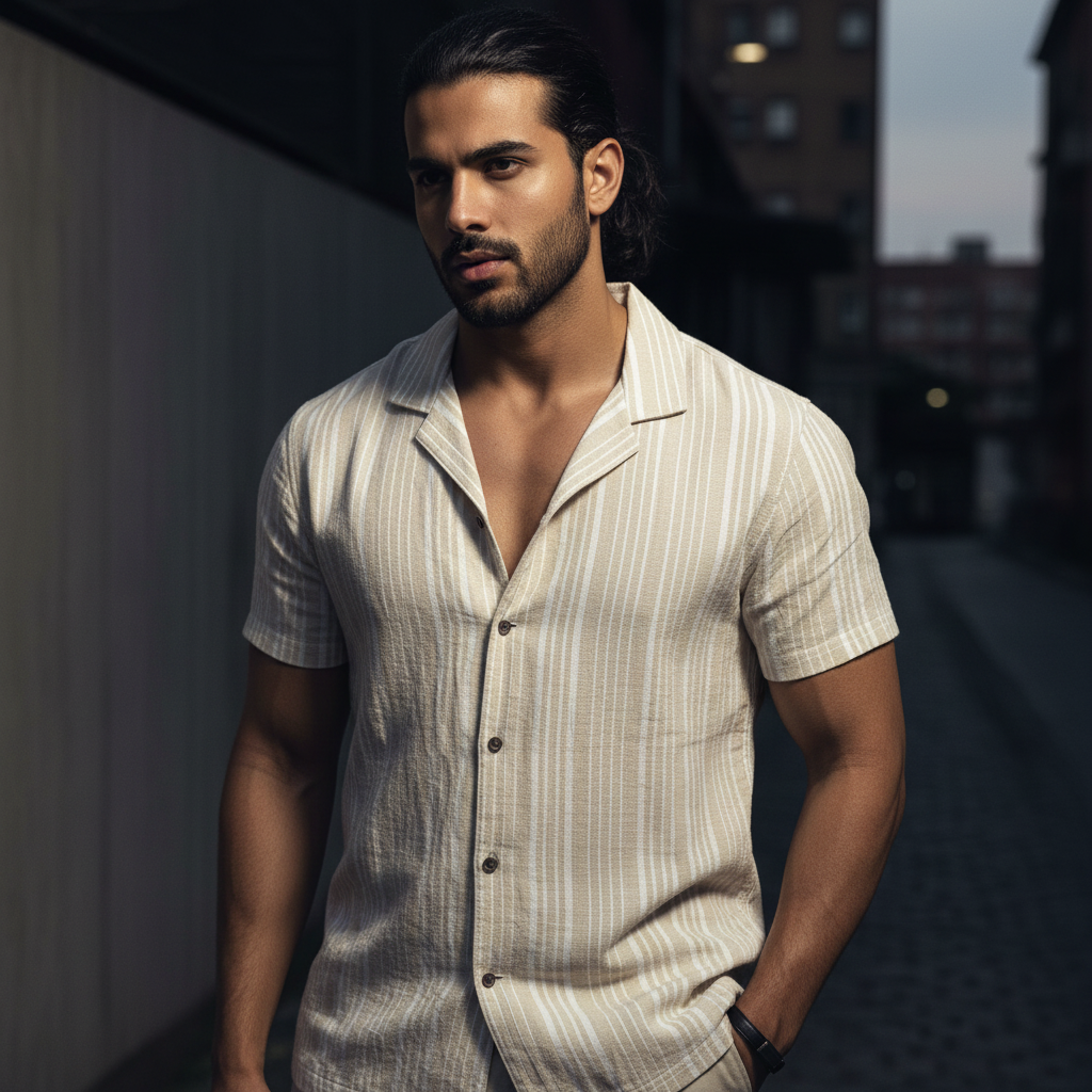 Baggy - Beige White Stripe