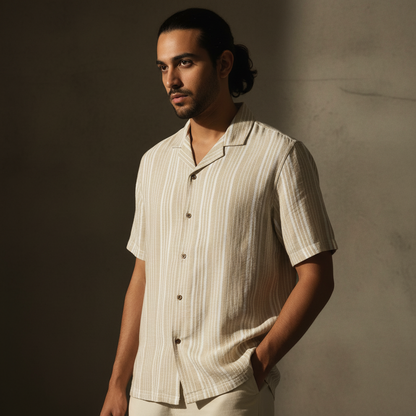 Baggy - Beige White Stripe