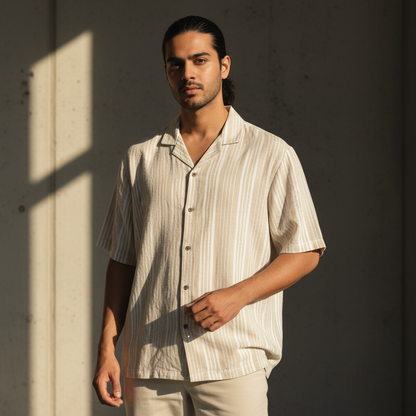 Baggy - Beige White Stripe