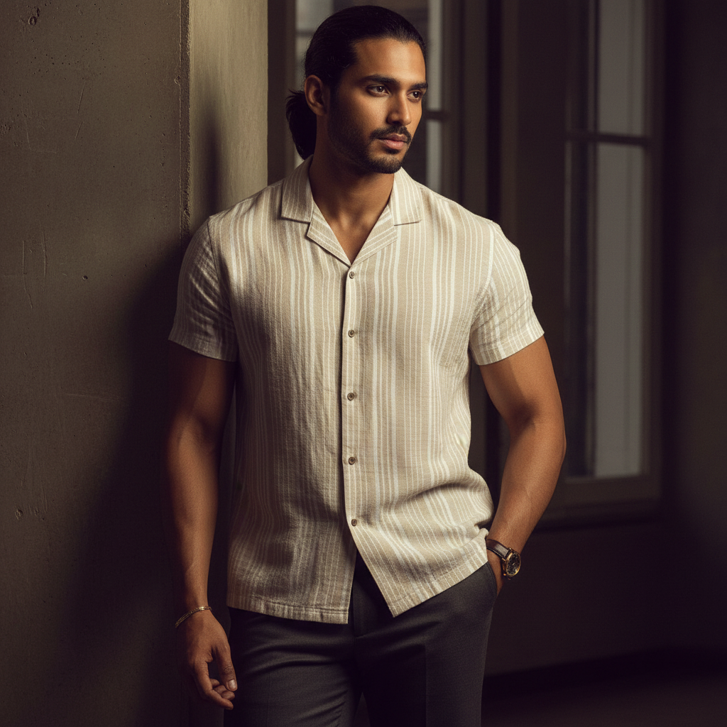 Baggy - Beige White Stripe