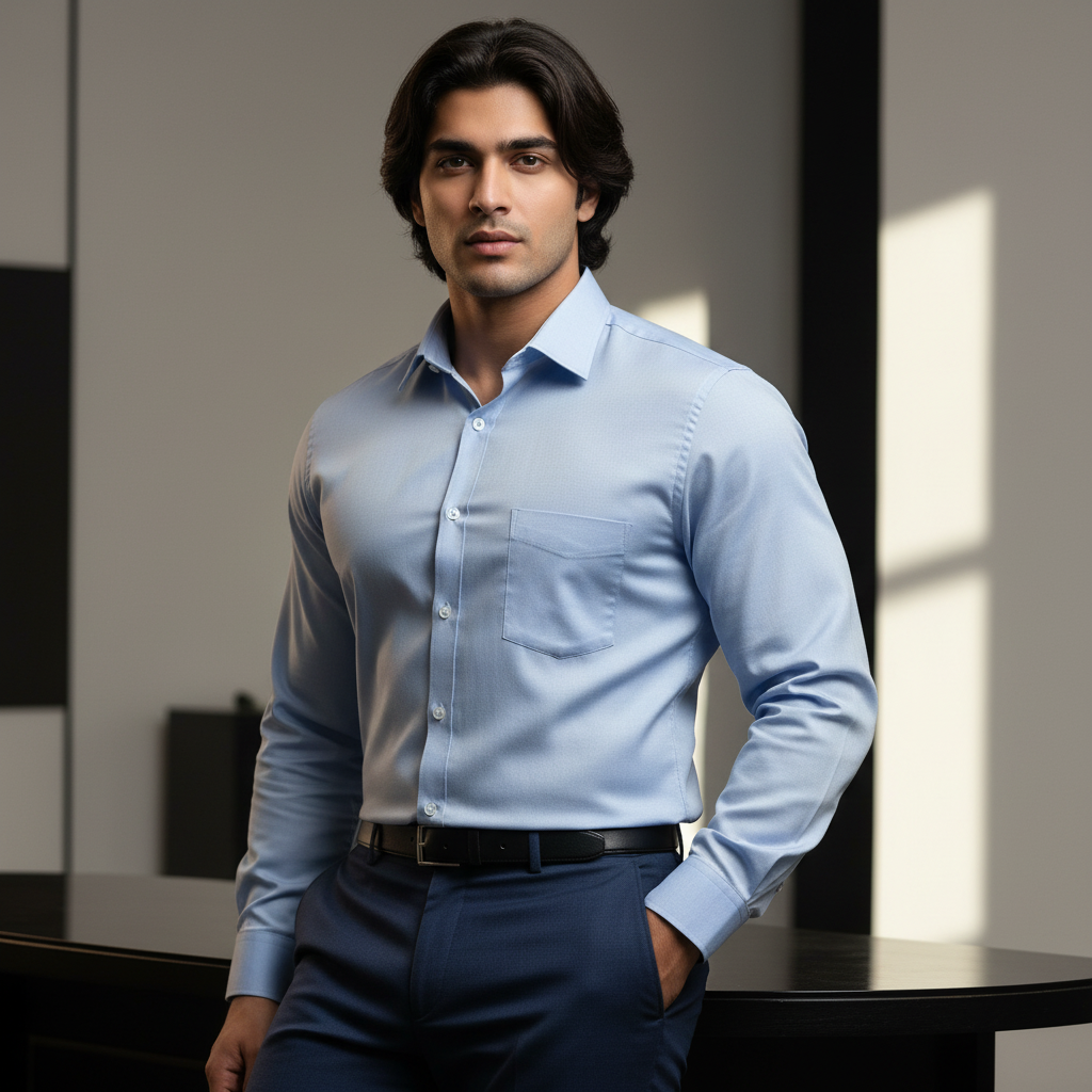 Sky Blue Regular Fit Shirt -SB4