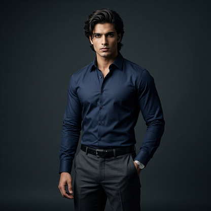 Dark Solid Blue  Shirt - B7