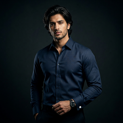 Dark Solid Blue  Shirt - B7