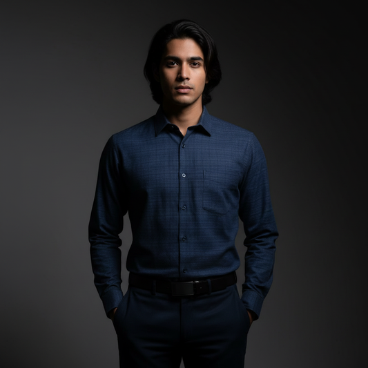 Dark Blue Check Shirt - SB5