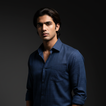 Dark Blue Check Shirt - SB5