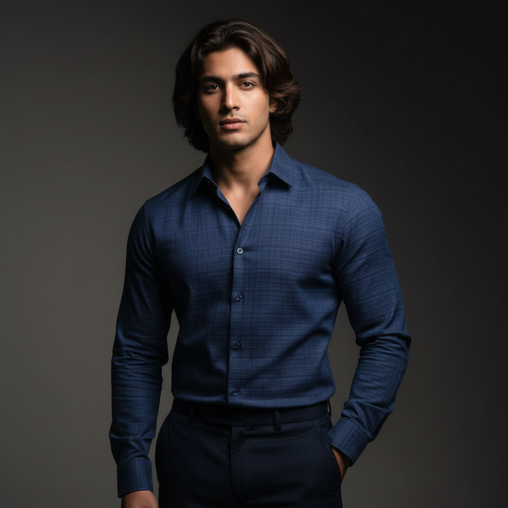 Dark Blue Check Shirt - SB5