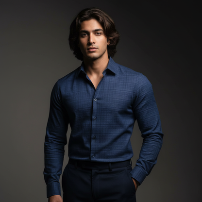 Dark Blue Check Shirt - SB5