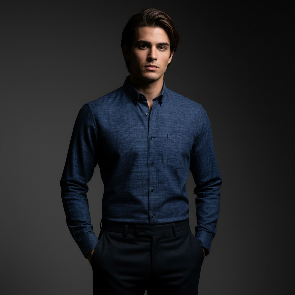 Dark Blue Check Shirt - SB5