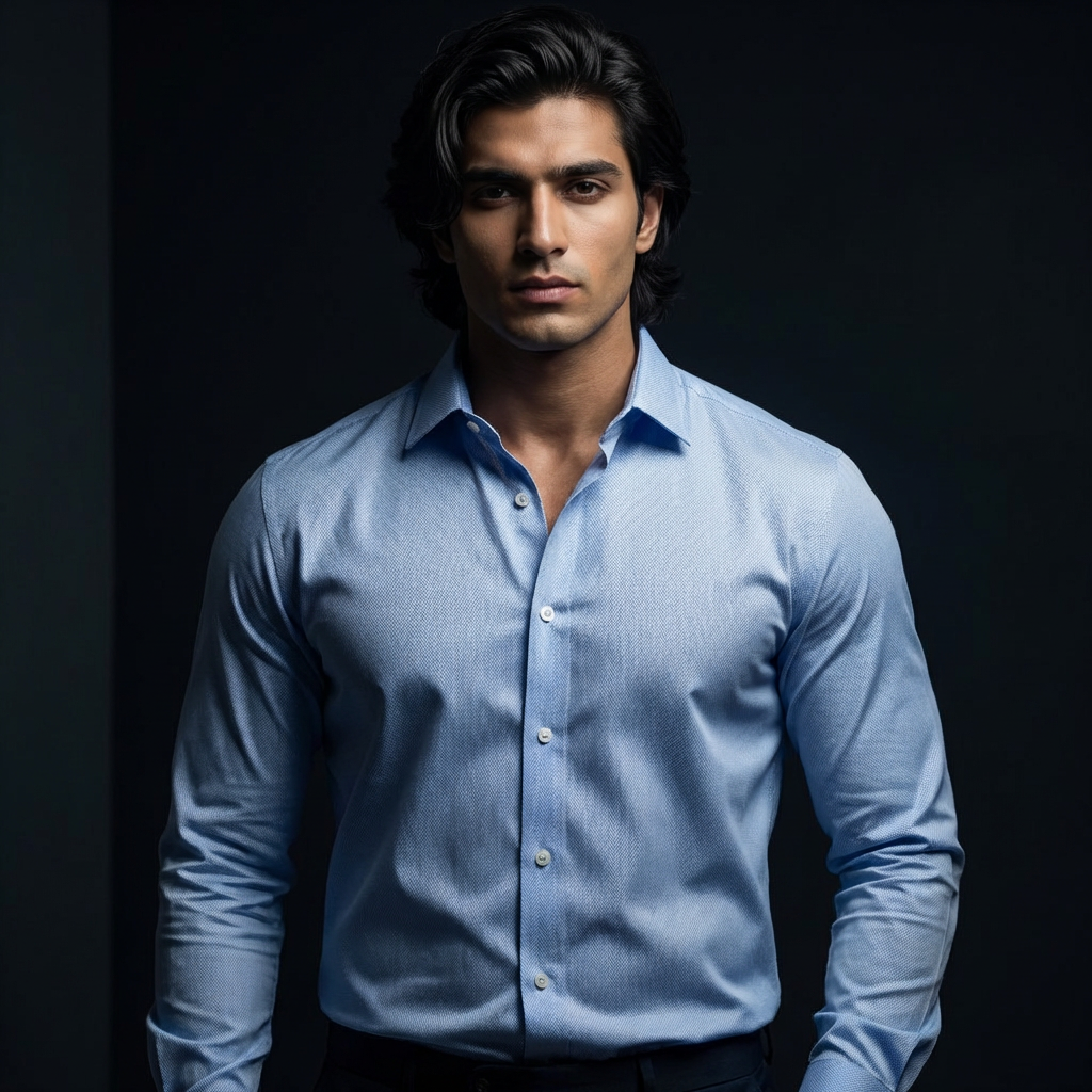 Sky Blue wavy pattern shirt - SM9