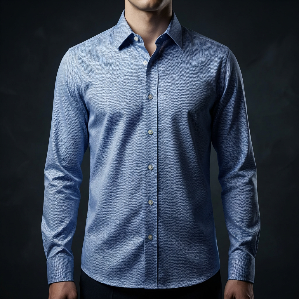 Sky Blue wavy pattern shirt - SM9