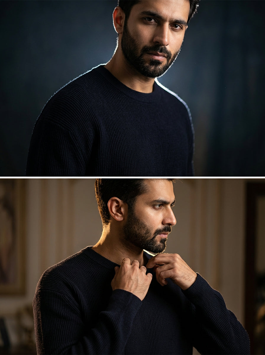 NAVY BLUE - FULL SLEEVE SWEATER