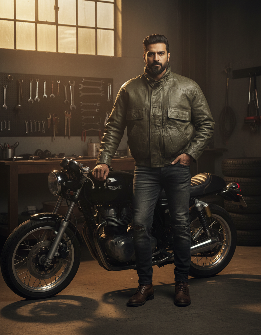 Dark Green Leather Jacket Neck ( R78601)