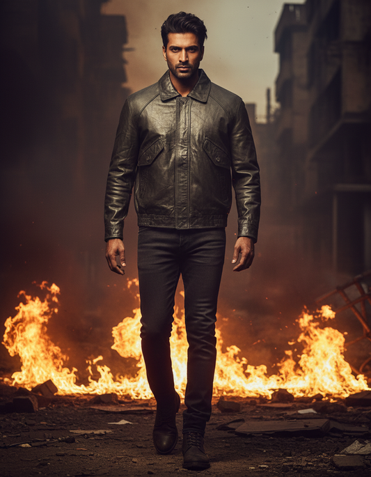 Dark Olive leather Jacket