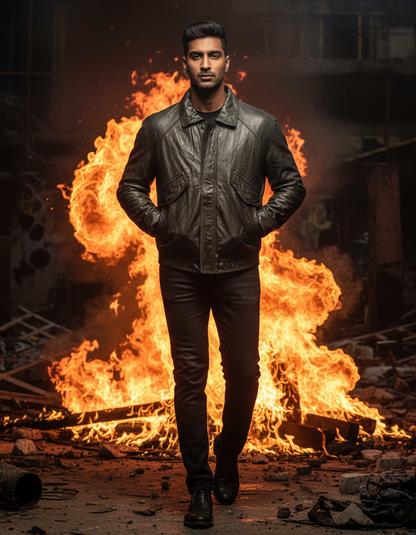 Dark Olive leather Jacket