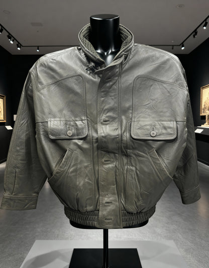 Dark Green Leather Jacket Neck ( R78601)