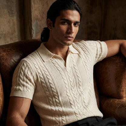 White Jumper Polo Clairemont ( V neck & Button)