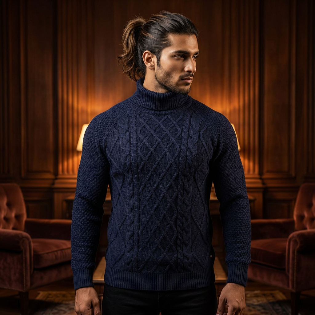 HIGH NECK CABLE KNIT JUMPER