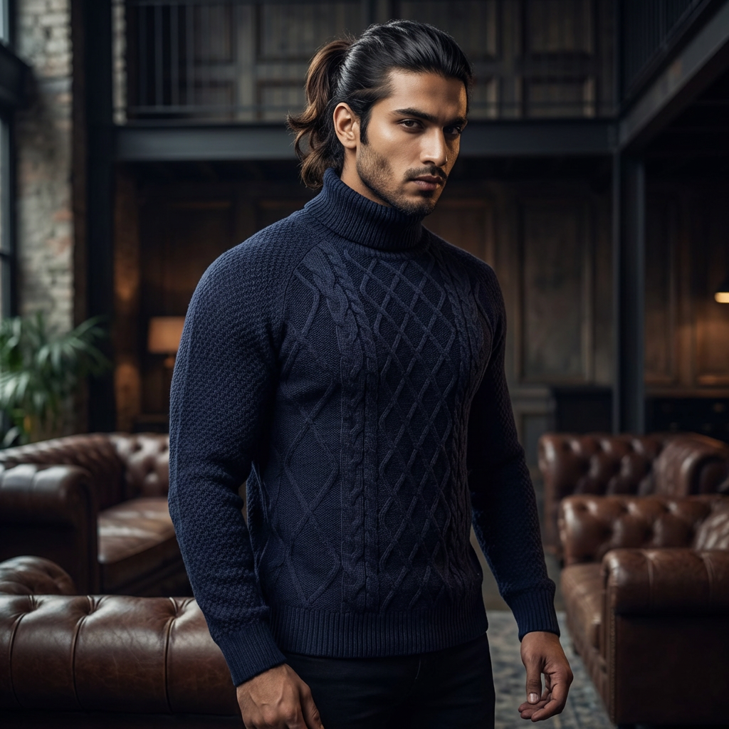 HIGH NECK CABLE KNIT JUMPER