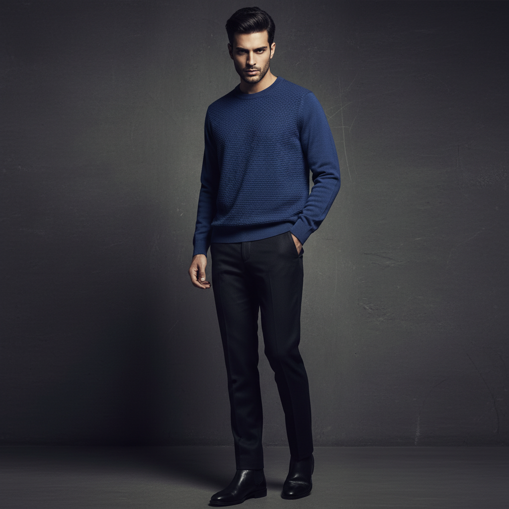 Denim Blue - Knitted Sweater