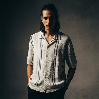 Baggy Shirt - White + Black stripe