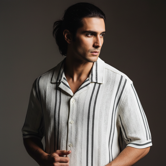 Baggy Shirt - White + Black stripe