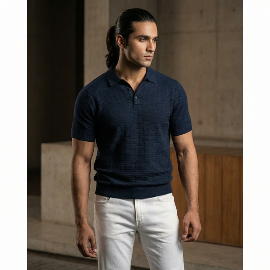 Polo Halliwell Navy Blue - Button
